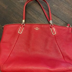 Red leather Coach purse